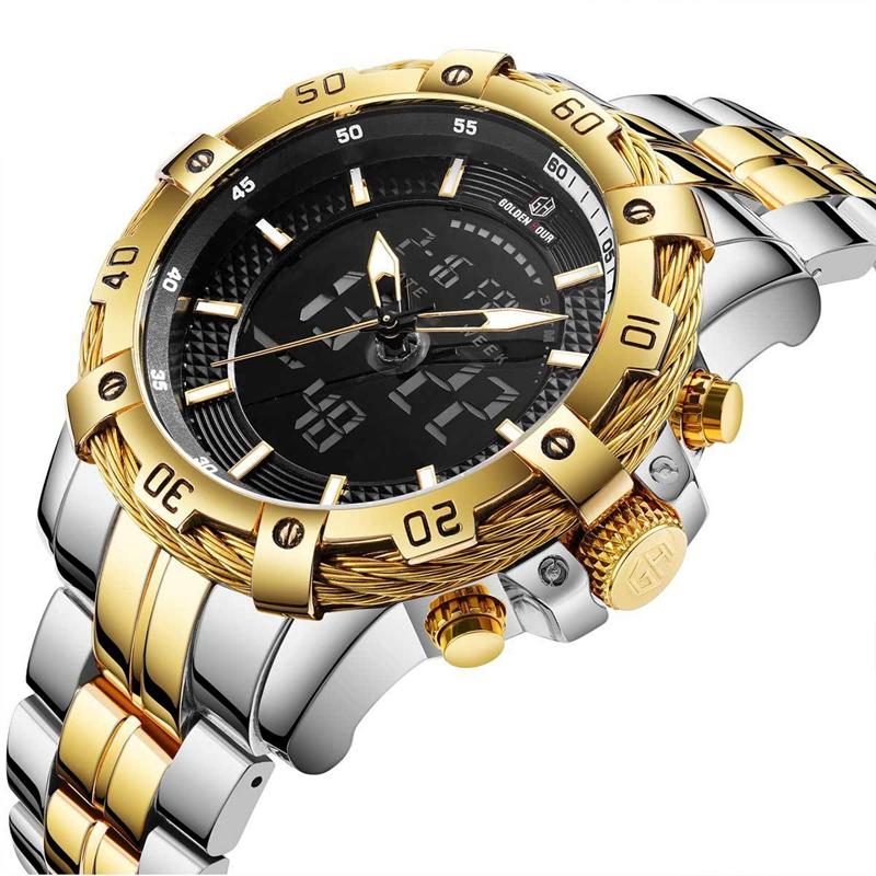 Wristwatches GOLDENHOUR GH121 Watch Men Business Quartz Wrist Man Golden Sport Hours Fashion Clock Casual Watches, Gold
Wristwatches GOLDENHOUR GH121 Watch Men Business Quartz Wrist Man Golden Sport Hours Fashion Clock Casual Watches, Gold