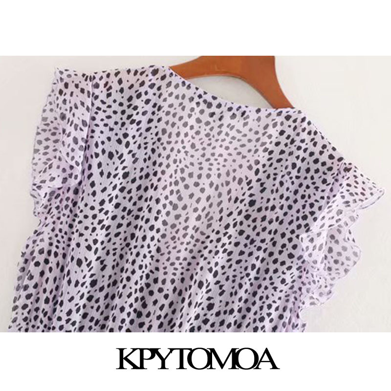 Women Chic Fashion Pleated Printed Ruffled Midi Dress Sleeveless Elastic Waist Tied Female Dresses Mujer 210420