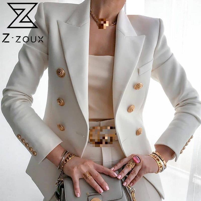 Women Blazer Temperament Ladies White Coat Long Sleeve Short Women's Slim Suit Jacket Fashion 210513