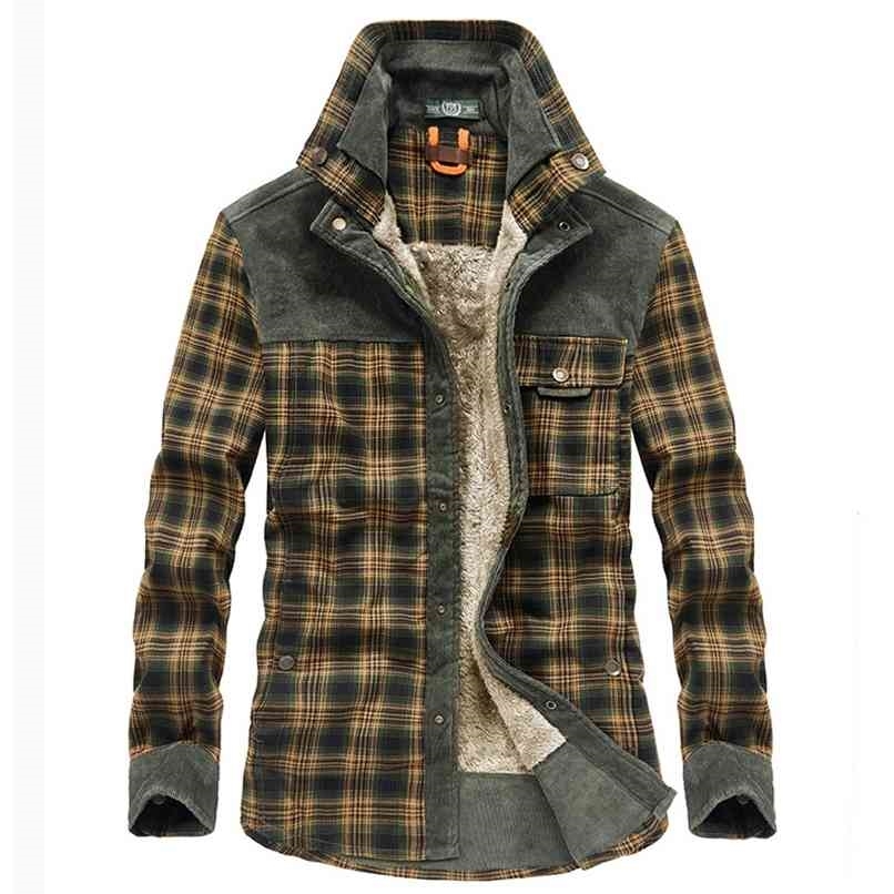 Winter Jacket Men Thicken Warm Fleece Jackets Coats Pure Cotton Plaid Jacket Military Clothes Men Chaquetas Hombre Size M-3XL 210818