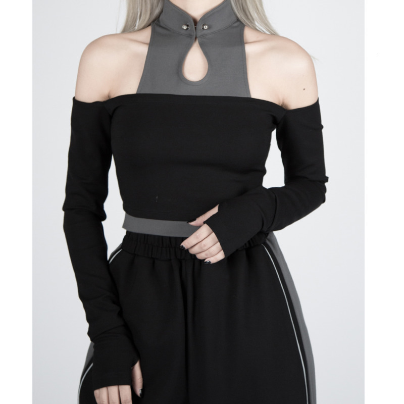 Women's T-Shirt 2021 Summer Punk Sexy Off Shoulder Long Sleeve Woman Tops Women Turtleneck Patchwork Slim Short T-shirt Function C, Black
Women's T-Shirt 2021 Summer Punk Sexy Off Shoulder Long Sleeve Woman Tops Women Turtleneck Patchwork Slim Short T-shirt Function C, Black