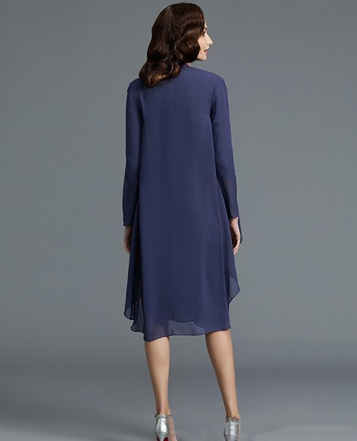 Customize Sexy Design A Line Knee Length Chiffon Mother Of The Bridal Pant Suits Long Sleeve Jacket Appliques Lace Sleeves Mother's Skirt