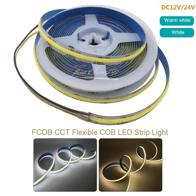 Strips COB CCT LED Light Strip 518LEDs/m High Density Flexible FOB 10mm Lights Warm White With Linear Dimmable DC24V/12v
Strips COB CCT LED Light Strip 518LEDs/m High Density Flexible FOB 10mm Lights Warm White With Linear Dimmable DC24V/12v