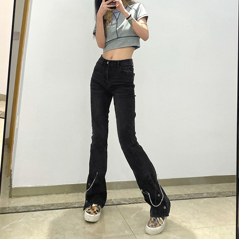 Jeans Woman High Waist Female Flare Pants Straight Loose Black Mom Fashion Baggy Jean Women Trousers 210524
