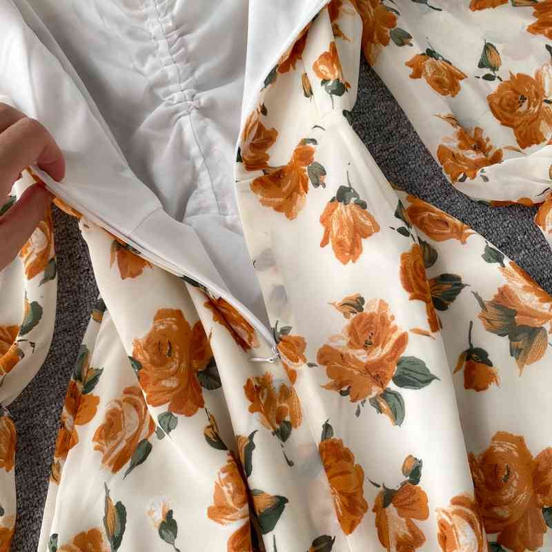 Women Seaside Ins Sweet Ruffled V Neck Elegant Dress Lady Sexy Vestidos De Fiesta M256 210527