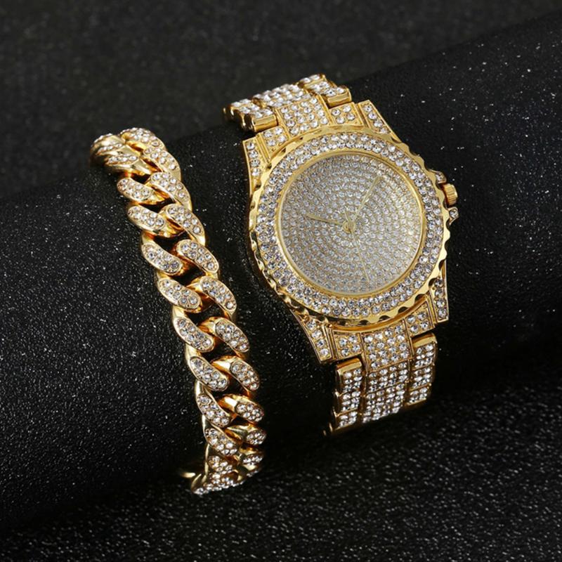 Wristwatches Watch With Bracelet For Women Cuban Chain Charm Iced Out Simple Diamond Gold Set Jewelry Gift, Slivery;brown
Wristwatches Watch With Bracelet For Women Cuban Chain Charm Iced Out Simple Diamond Gold Set Jewelry Gift, Slivery;brown