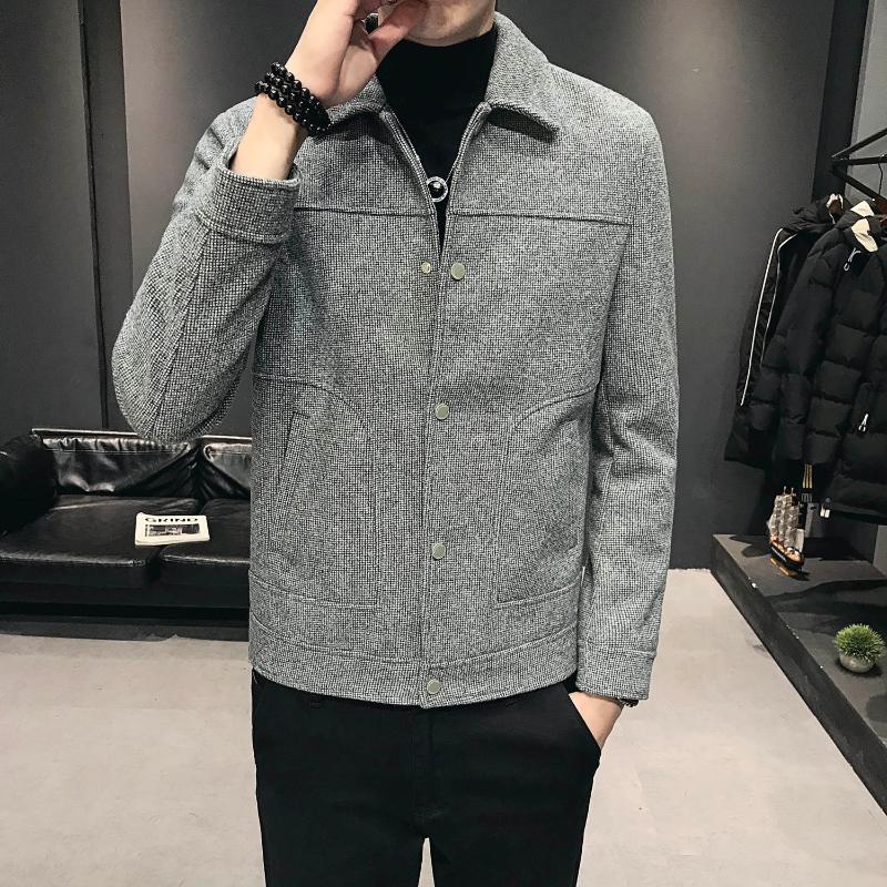 Brand Clothing Fashion Men's Spring Casual Keep Warm Jacket/Male Slim Fit Woolen Cloth Jacket/Man Leisure Coat S-3XL Jackets