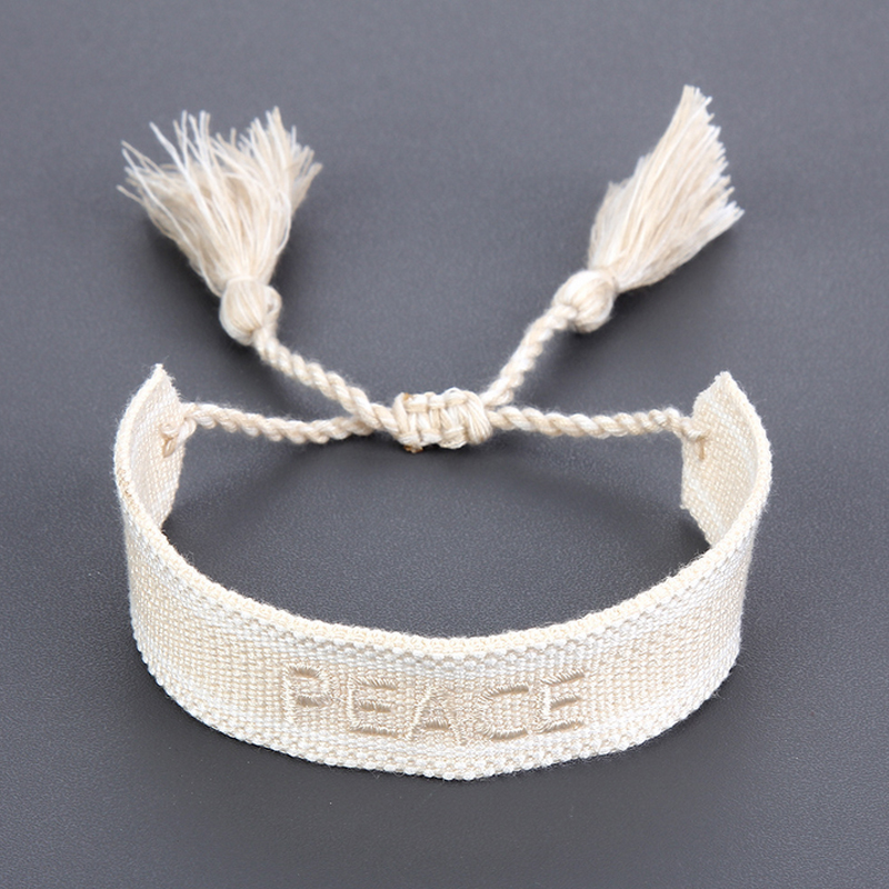 Women Girl Braided Tassel Bracelet Boho Style Embroidery Letters Bracelets for Gift Party Fashion Jewelry Accessories