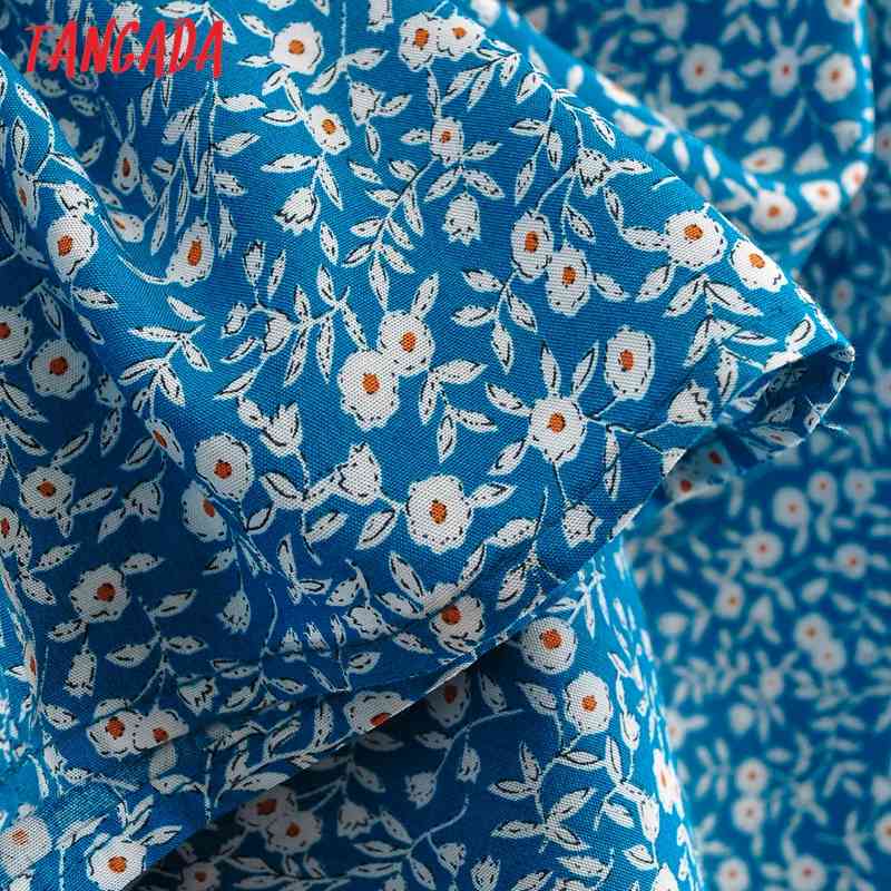 Summer Women Off Shoulder Blue Floral Square Neck Short Sleeve Ladies Mini Dress Vestidos 1F98 210416