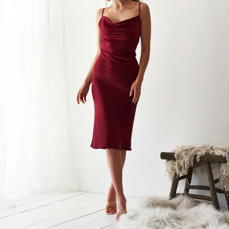 vintage summer sexy satin long dress for women bodycon sleeveless backless silk elegant women's es midi Female 210428