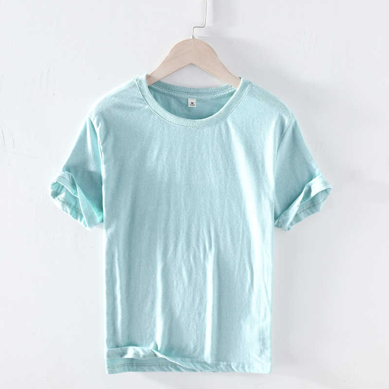 Summer Cotton Yellow Solid T Shirt Men Causal O-neck Basic T-shirt Male High Quality Classic Style Tops 210601