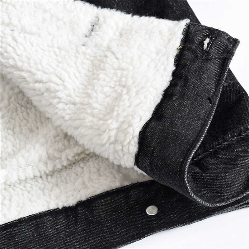 Men's Denim Jacket Warm Winter Casual Bomber Male Korean Style cowboy Jacket Fashion Fleece Vintage Clothing Men Black Jean Coat 211009