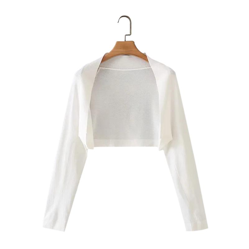 Women's Knits & Tees Open Front Bolero Shrug, Elegant Long Sleeve Solid Color Knit Cropped Cardigan, Black 
Women's Knits & Tees Open Front Bolero Shrug, Elegant Long Sleeve Solid Color Knit Cropped Cardigan, Black