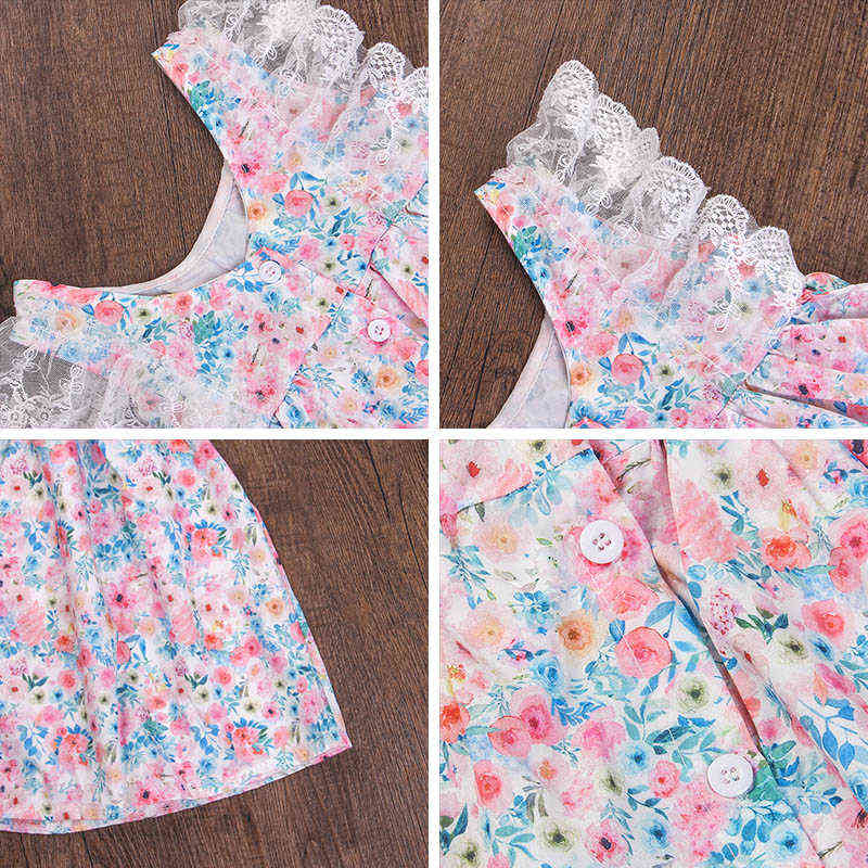 Bear Leader Girls Floral Sweet Dresses Summer Children Lace Patchwork Clothes Sleeveless Princess Dress Baby Cute Costumes 210708
