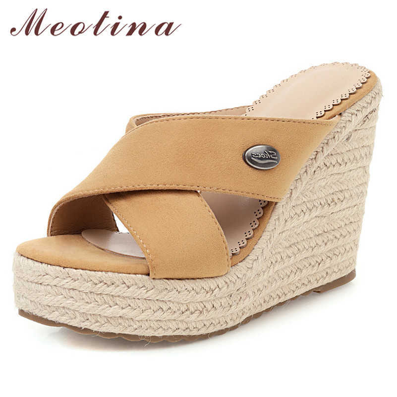 Meotina Summer Slides Women Shoes Flock Platform Wedges Heel Shoes Fashion Super High Heel Slippers Lady Sandals Big Size 34-43 210608, Black
Meotina Summer Slides Women Shoes Flock Platform Wedges Heel Shoes Fashion Super High Heel Slippers Lady Sandals Big Size 34-43 210608, Black
