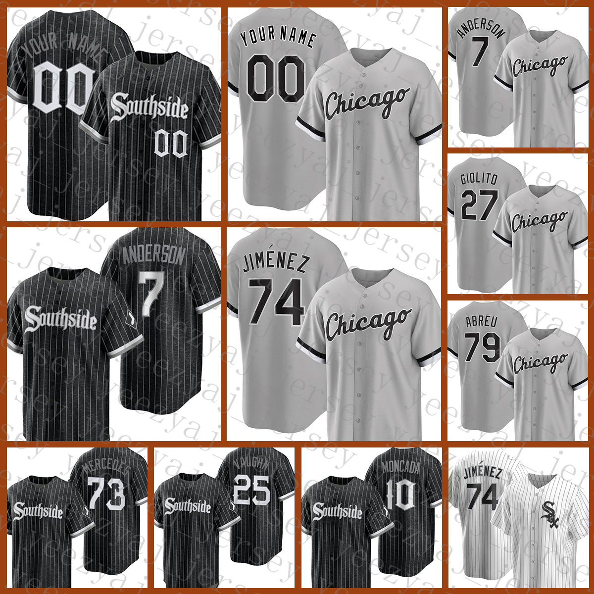 Chicago Southside White Baseball Jersey Sox 7 Tim Anderson 74 Eloy Jimenez 27 Lucas Giolito 10 Yoan Moncada 25 Andrew Vaughn 73 Yermin Mercedes 79 Jose Abreu 72 Fisk, Custom(baiwa 2020 retro
Chicago Southside White Baseball Jersey Sox 7 Tim Anderson 74 Eloy Jimenez 27 Lucas Giolito 10 Yoan Moncada 25 Andrew Vaughn 73 Yermin Mercedes 79 Jose Abreu 72 Fisk, Custom(baiwa 2020 retro