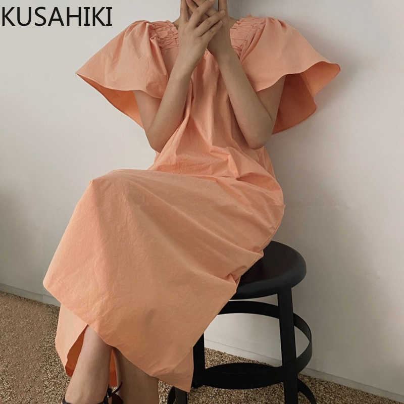 KUSAHIKI Korean Chic Flare Sleeve Woman Dress Causal Summer Square Collar Solid Vestido High Waist A-line Dresses 6J405 210602, Orange
KUSAHIKI Korean Chic Flare Sleeve Woman Dress Causal Summer Square Collar Solid Vestido High Waist A-line Dresses 6J405 210602, Orange