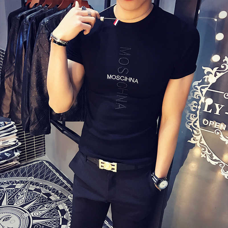 Fashion T Shirt Men Summer Slim Fit Sports Wear Short Sleeve Tshirts Fitness Breathable O-neck Tops Tees Streetwear Men Clothes 210527