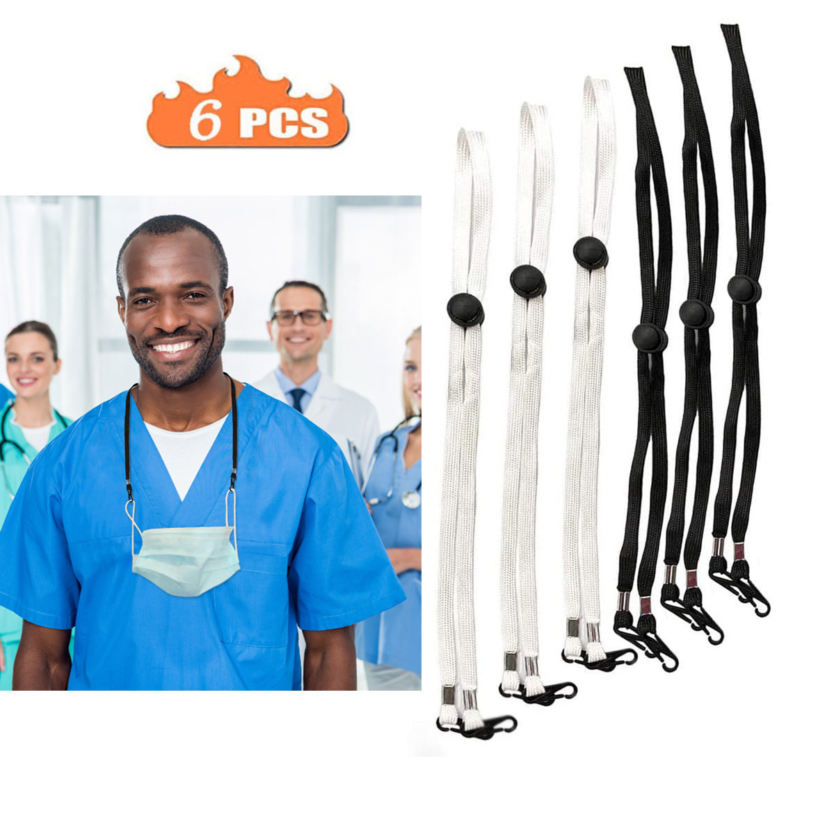 6 put masks Link accessible and convenient adjustable mask hooks holder of dirt rope mascarillas hang on neck mask accessories