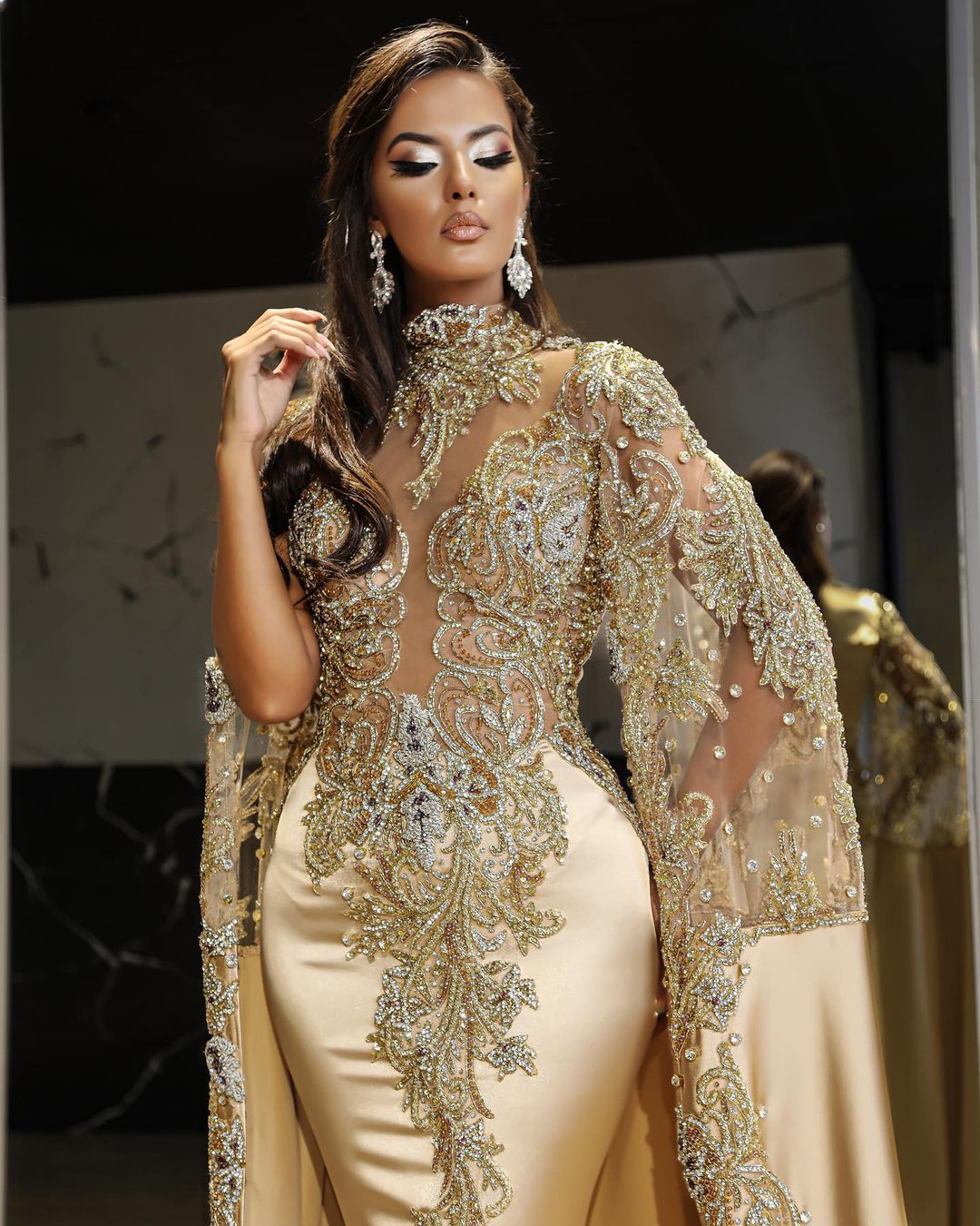 urious Plus Size Gold Aso Ebi Prom Dresses | Beaded Lace Crystals 2025