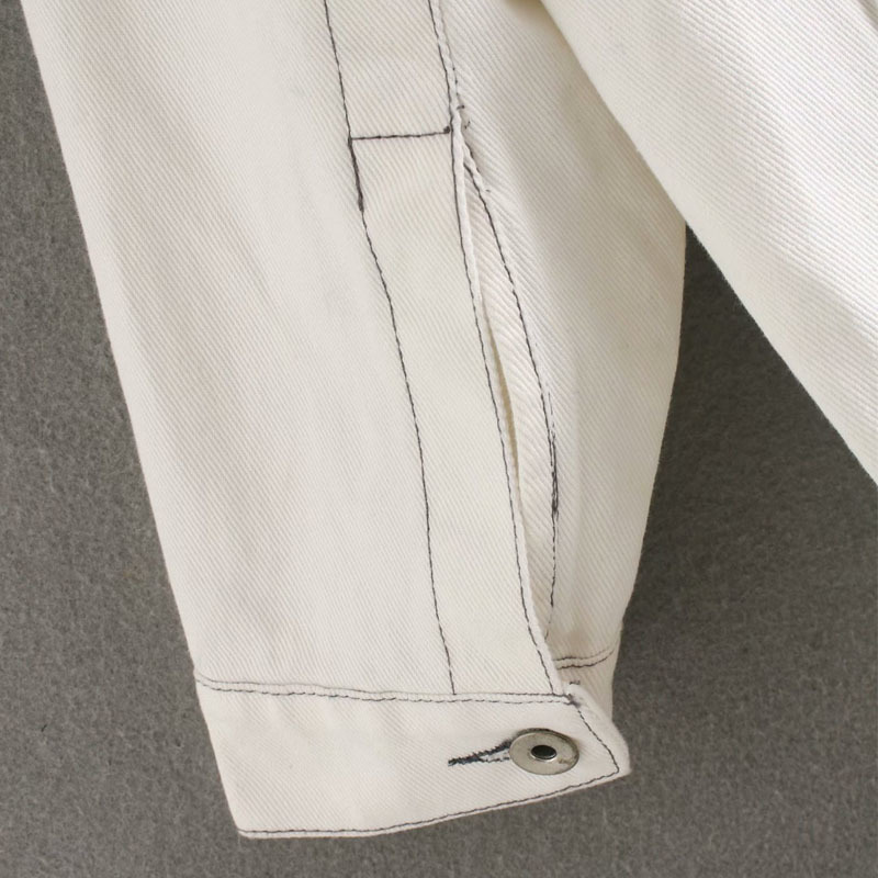 Bright Line Beige Loose Women's Denim Jacket Harajuku Korean Printed Fashion Long-sleeved Single-breasted Chic Female Coat Tops 210507