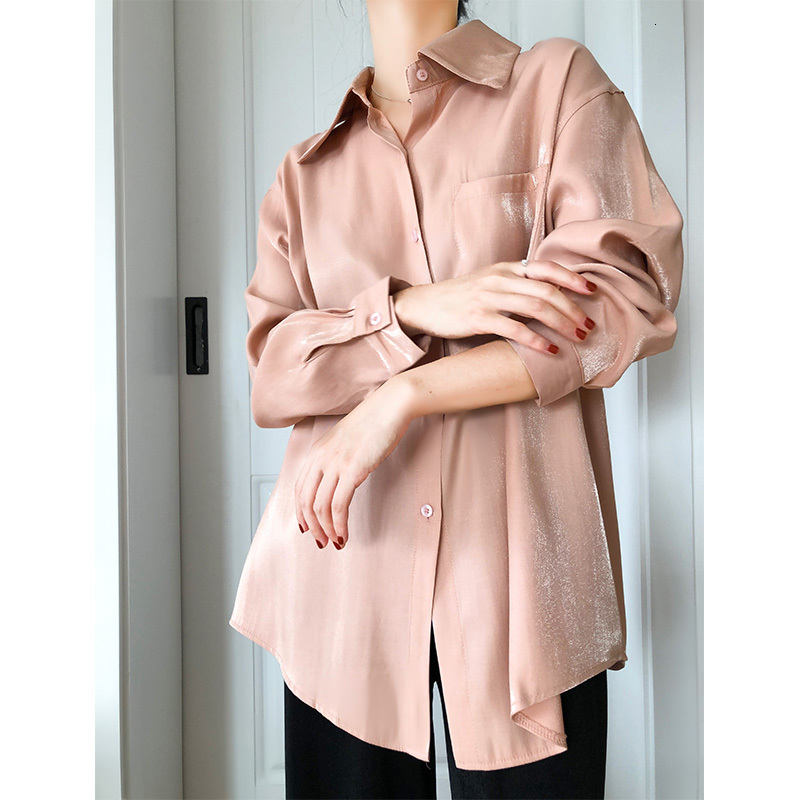 Women's Blouses & Shirts Satin Flowy Women Long Sleeve Loose Casual Solid Color Basic Shirt Spring Autumn Tops N242, Pink
Women's Blouses & Shirts Satin Flowy Women Long Sleeve Loose Casual Solid Color Basic Shirt Spring Autumn Tops N242, Pink