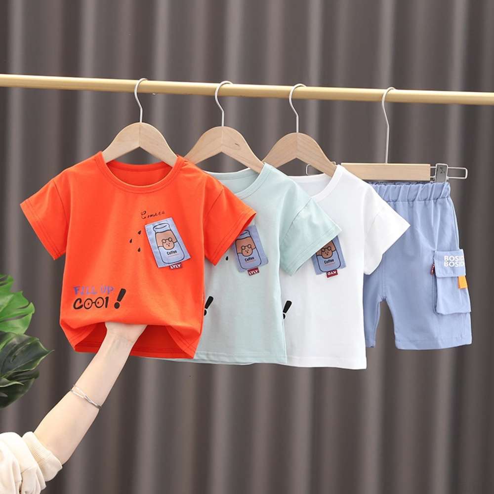 Children's wear boys' casual T-shirt summer round neck Pullover short sleeve sports suit, White
Children's wear boys' casual T-shirt summer round neck Pullover short sleeve sports suit, White