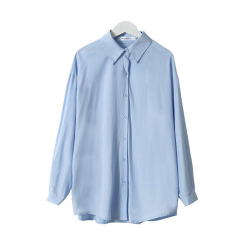 Spring Autumn Korea Fashion Women Long Sleeve Loose Shirts All-matched Casual Turn-down Collar Solid Blouses Tops S82 210512