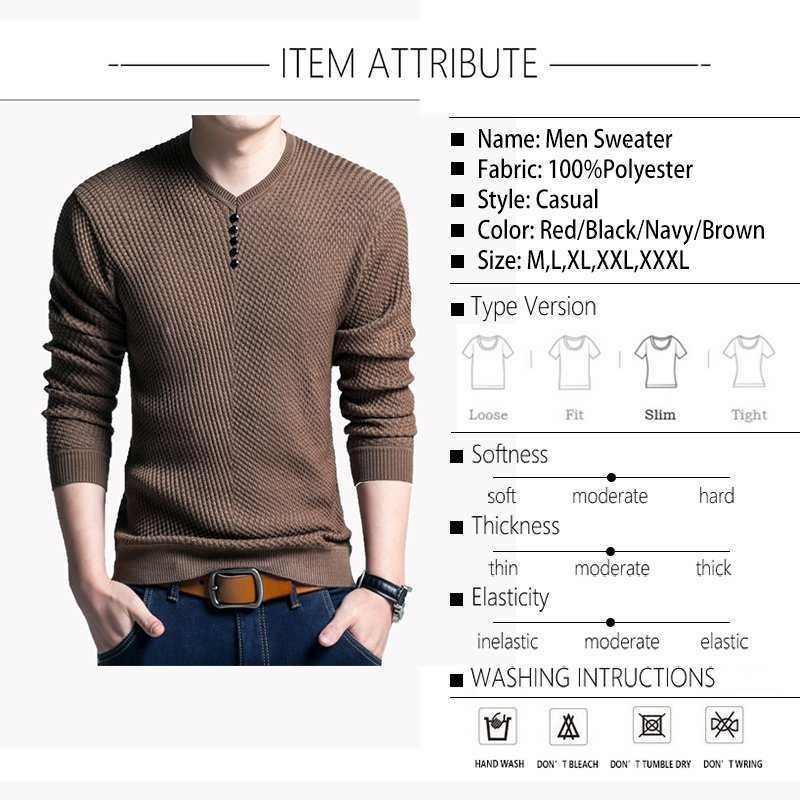 TFETTERS Men Sweater Casual V-Neck Pullover Men Spring Autumn Slim Sweaters Long Sleeve Mens Sweater Knitted Shirt Homme 211018