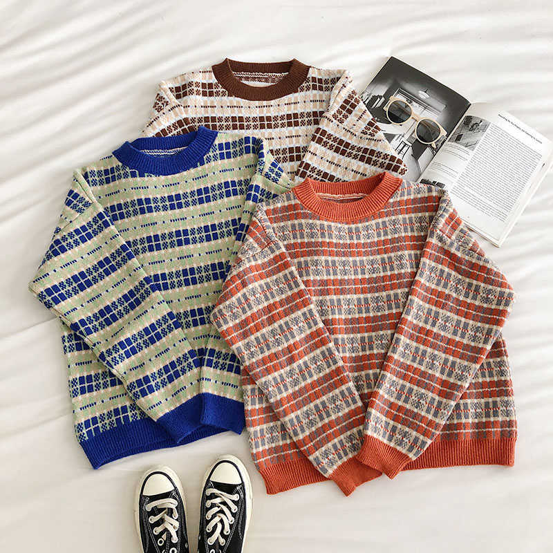 Argyle Sweater Women Korean Long Sleeved Stripe Pullover Harajuku Autumn Winter Woman Casual Knit Sweaters 210602, Brown
Argyle Sweater Women Korean Long Sleeved Stripe Pullover Harajuku Autumn Winter Woman Casual Knit Sweaters 210602, Brown