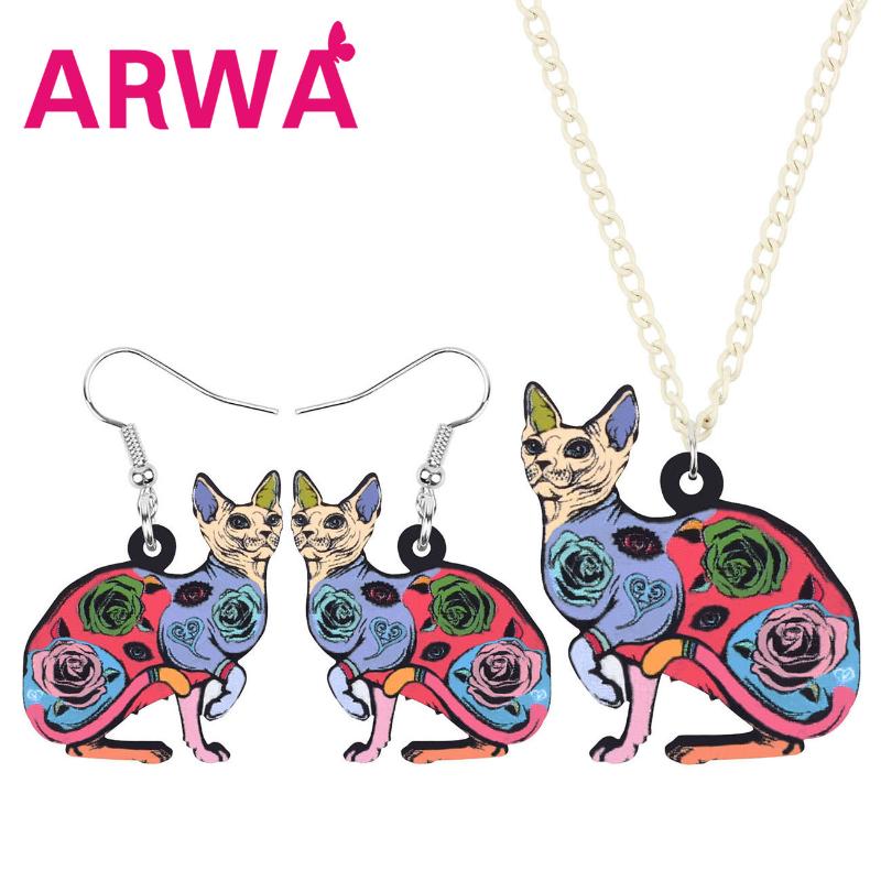 Earrings & Necklace ARWA Acrylic Canadian Hairless Sphynx Cat Jewelry Sets Long Lovely Animal For Women Kids Friends Party Gift, Silver
Earrings & Necklace ARWA Acrylic Canadian Hairless Sphynx Cat Jewelry Sets Long Lovely Animal For Women Kids Friends Party Gift, Silver