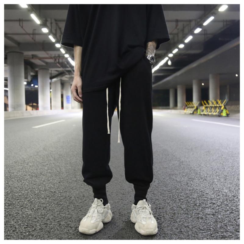 Dark Wind European And American High Street Loose Terry Cloth Ribbed Drawstring Pants Trendy All-match Casual Cotton Men's