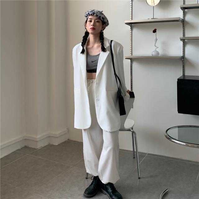 Nomikuma Autumn Women Blazers Coat Korean Causal Solid Suit Jacket Long Sleeve Notched Collar Blazer Feminimos 6B235 210930