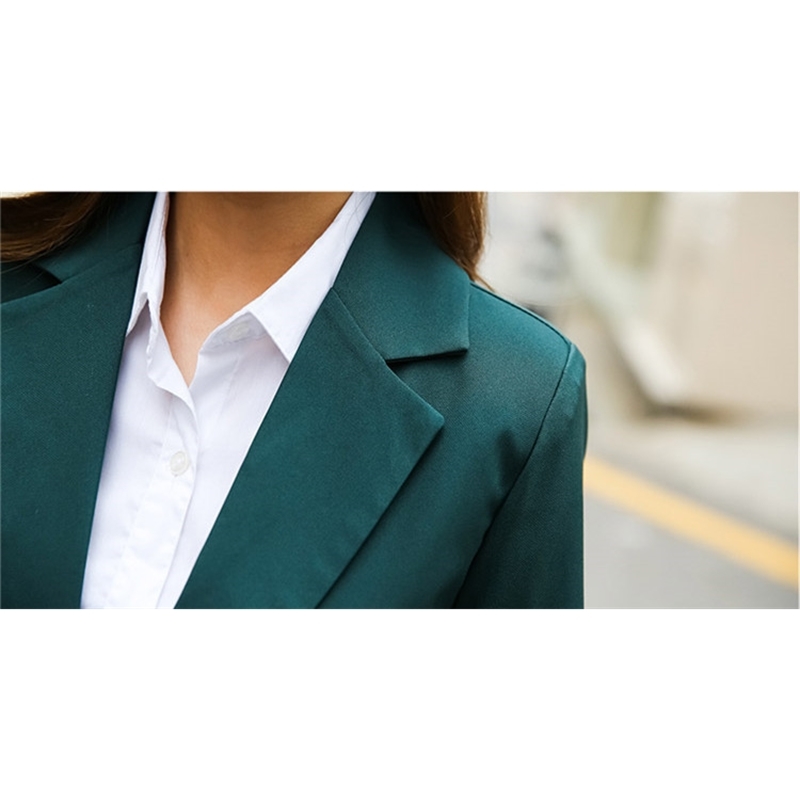 Korean Casual Women Pant Suit Sets Single Buttons Blazer Jacket + Pencil Pants Fashion Office Business 2 Piece Suits 210518