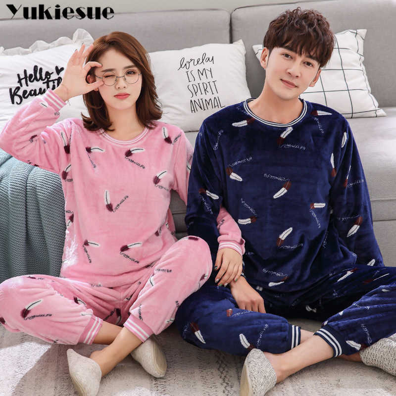 Thick Warm Flannel Pajamas Sets Winter Women Two Piece Pajama Set Cartoon Female Sleepwear Home Clothing Women's Suit 210608