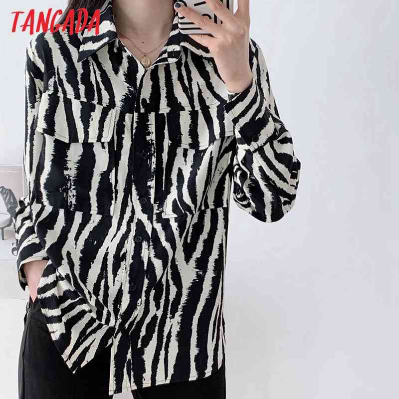 Spring Women Oversized Animal Print Blouse Long Sleeve Chic Female Office Lady Shirt Blusas Femininas AI32 210416