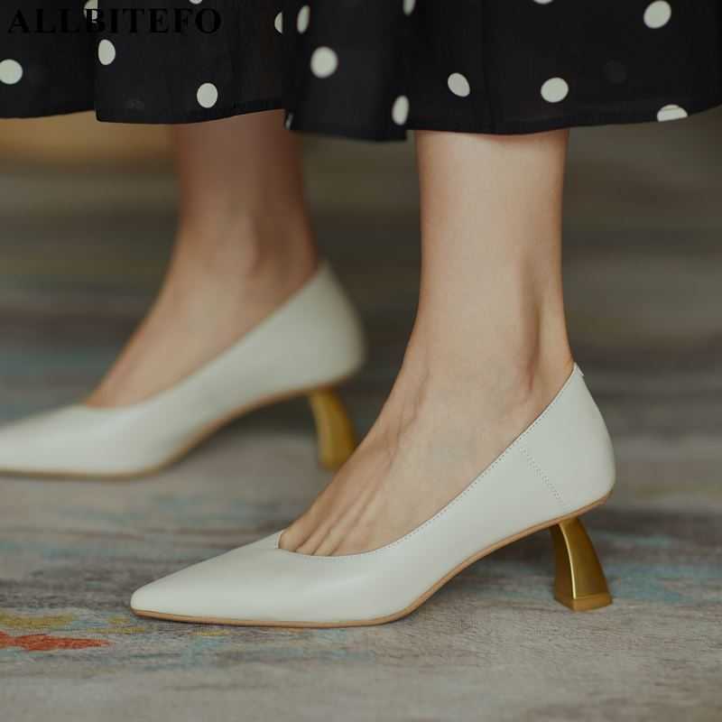 ALLBITEFO golden heel design genuine leather women heels shoes pointed toe fashion high heels women pumps party wedding shoes 210611, As picture
ALLBITEFO golden heel design genuine leather women heels shoes pointed toe fashion high heels women pumps party wedding shoes 210611, As picture