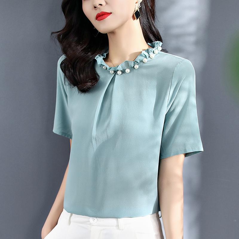 Women's Blouses & Shirts 2021 Summer 100% Natural Silk Women Shirt Elegant Beading Stand Collar Long Sleeve Office Lady Solid Blouse Pure Re, White
Women's Blouses & Shirts 2021 Summer 100% Natural Silk Women Shirt Elegant Beading Stand Collar Long Sleeve Office Lady Solid Blouse Pure Re, White