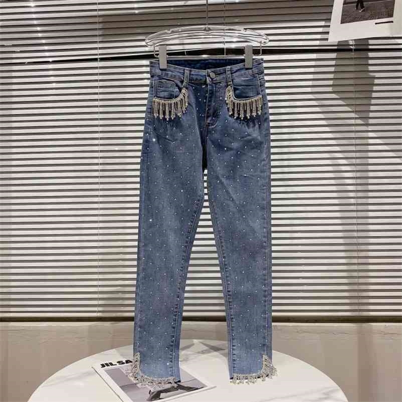 Women Tassel Temperament Pencil Jeans Solid Color Mid Waist Pants Fashion Spring Summer 11B028 210525, Blue
Women Tassel Temperament Pencil Jeans Solid Color Mid Waist Pants Fashion Spring Summer 11B028 210525, Blue