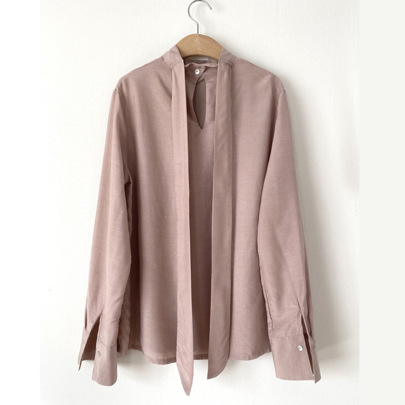 Korea Commute Chic Bow Tie Strap Women's Top and Blouse Loose Casual Long Sleeve Shirts Woman Office Lady Style Female 13341 210427