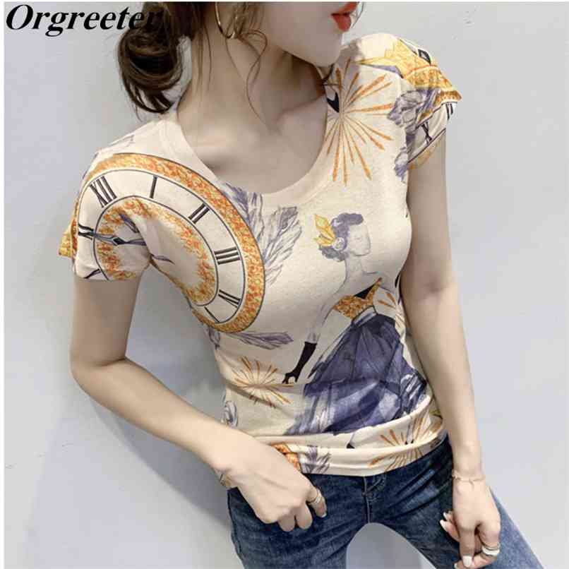 Fashion Colorful Printed Tshirt Women Summer Tops O-neck Short Sleeve Stretch Graphic Personality Blouse Femme 210602, Picture color a
Fashion Colorful Printed Tshirt Women Summer Tops O-neck Short Sleeve Stretch Graphic Personality Blouse Femme 210602, Picture color a