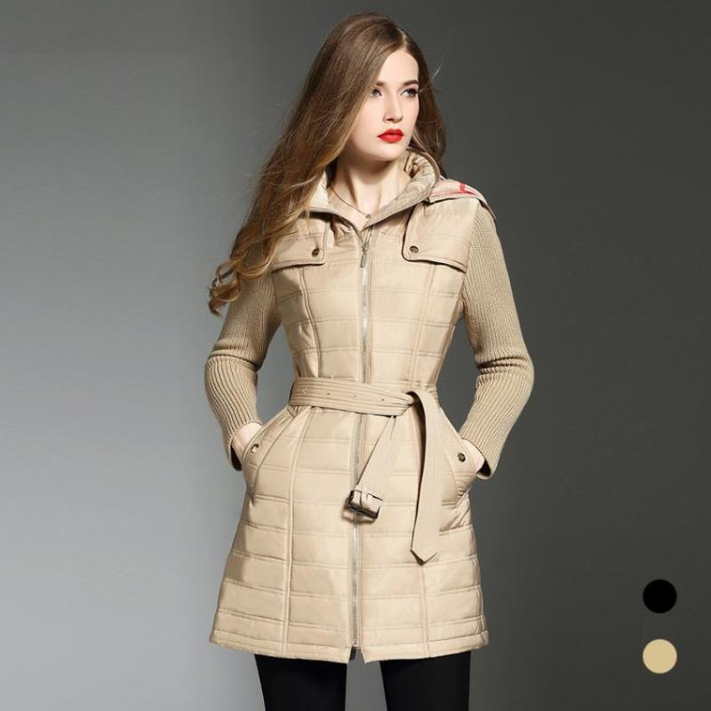 Women' Trench Coats England Style Diamond Lattice Warm Cotton Fashion Hooded Design Knit Stitching Jacket Winter Coat With Belt Wq2182, Black
Women' Trench Coats England Style Diamond Lattice Warm Cotton Fashion Hooded Design Knit Stitching Jacket Winter Coat With Belt Wq2182, Black