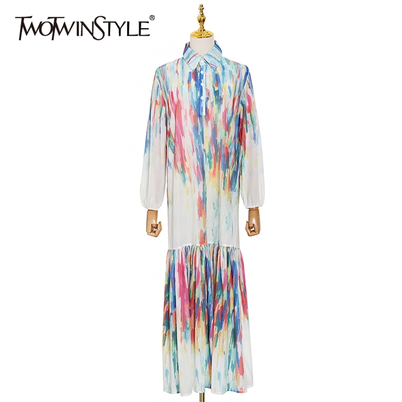Patchwork Print Casual Dress For Women Lapel Collar Long Sleeve Maxi Loose Dresses Female Summer Clothes Style 210520, Colorful
Patchwork Print Casual Dress For Women Lapel Collar Long Sleeve Maxi Loose Dresses Female Summer Clothes Style 210520, Colorful
