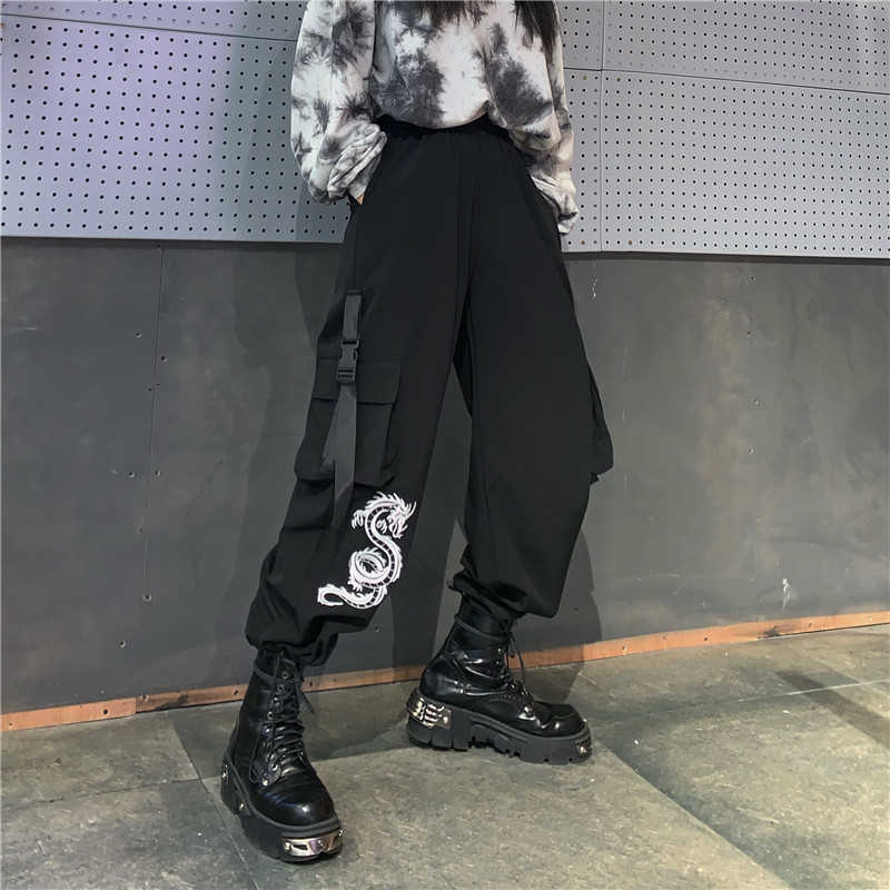 Vintage ins fashion casual black dragon print bouquet leg pants loose gothic plus size streetwear pocket wide 210608
Vintage ins fashion casual black dragon print bouquet leg pants loose gothic plus size streetwear pocket wide 210608