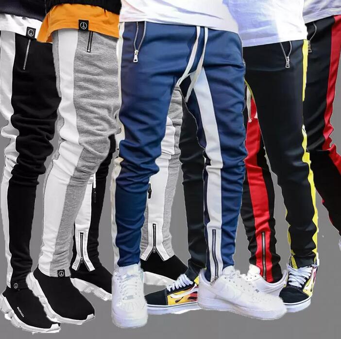 Mens Track Pants NEW Fashion Hip Hop Fitness Streetwear Trousers Men Striped Jogger Skinny Joggers Sweatpants Pantalon Homme