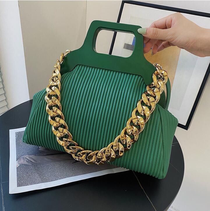 

womens shoulder bags elegant atmosphere solid color striped handbag simple joker fold large women clutch bag street personality oversized chain backpack 10 colors