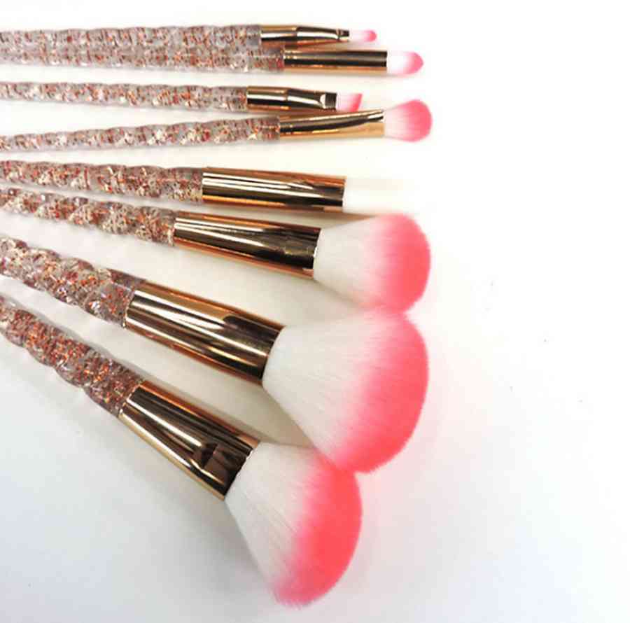 100sets 8pcs/set Crystal Unicorn Brush Makeup Brush Set Eyebrow Brush Rose Golden Portable Brushes Brocha De Maquillaje