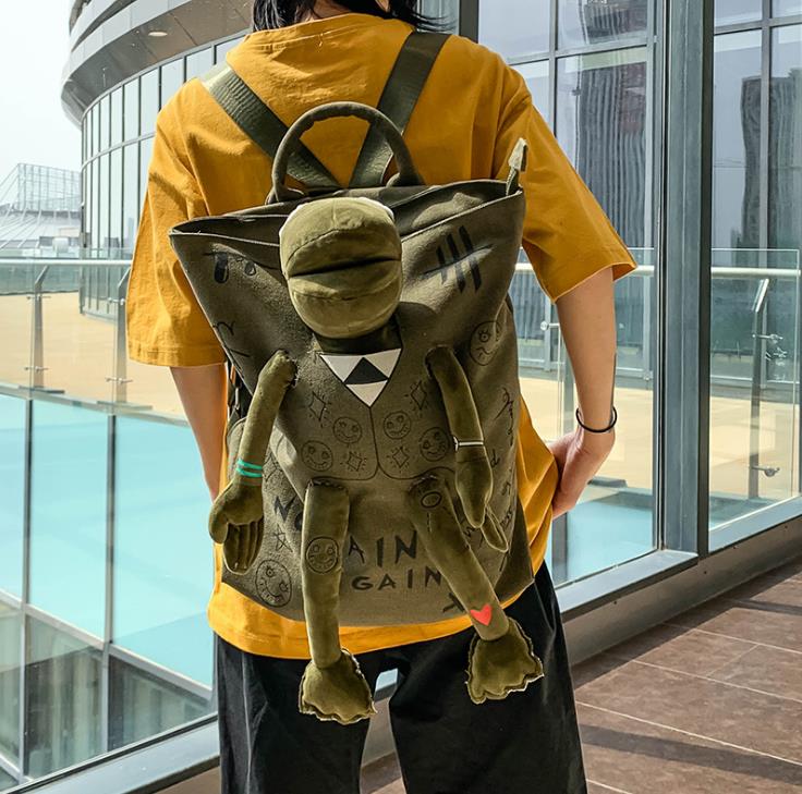 Cross Body Fashion All- Female Bags Trendy Cool Green Bag Canvas Backpack