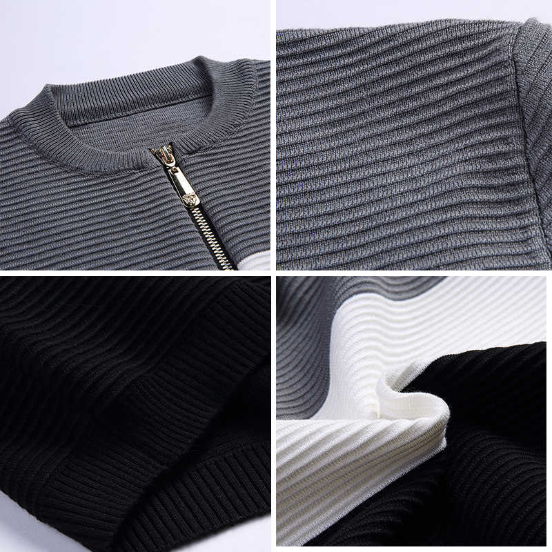 BROWON Autumn Men Casual Cardigan Sweater Jumper Winter Fashion Striped Pockets Knit Outwear Coat 211008