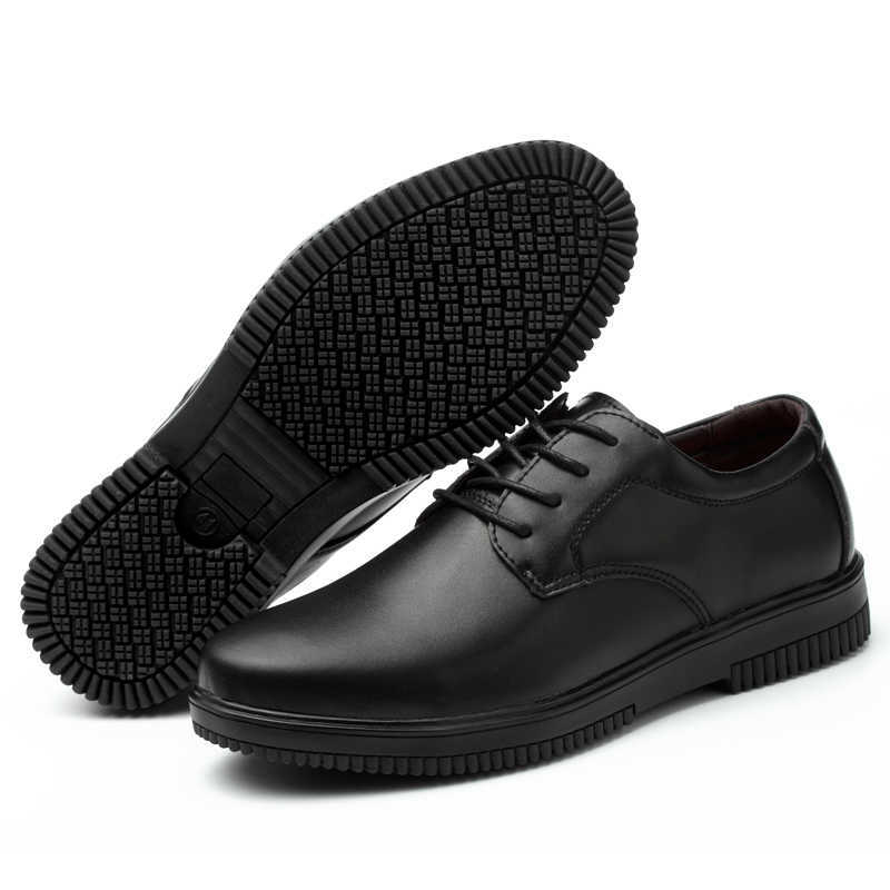 Chef Waiter Shoes el and Restaurant Kitchen Shoe Soft Work Non-slip Flat Black Oil Proof Waterproof Wearable 210826